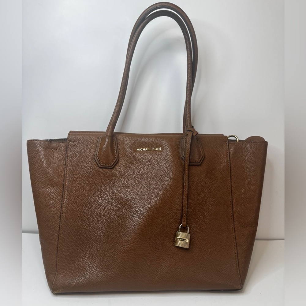 Michael Kors Brown Studio Mercer Large Leather Satchel Crossbody Handback